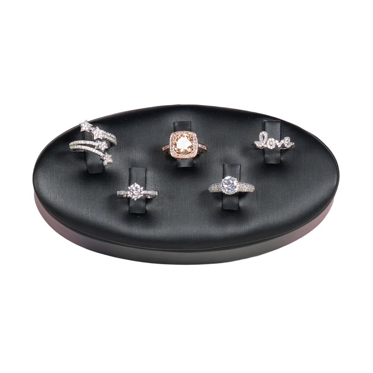 Ring-jewelry-Display-Black-small-top-view-with-rings-719KS Ring jewelry Display Black small top view with rings