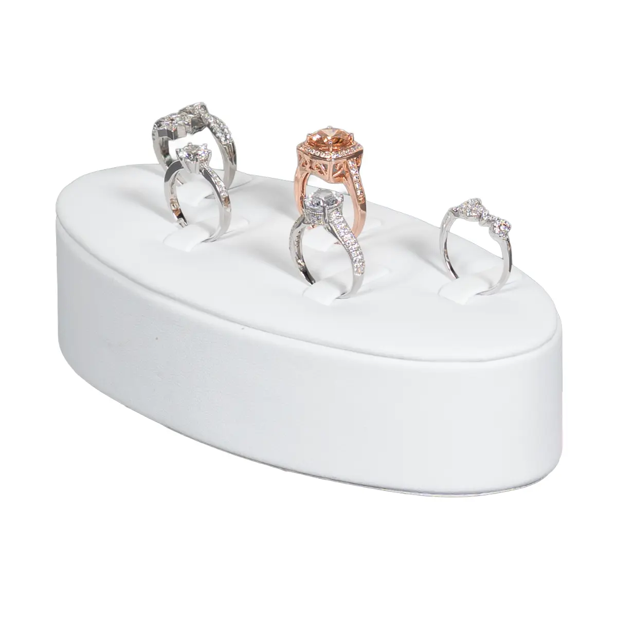 Ring jewelry Display White small angle view with rings