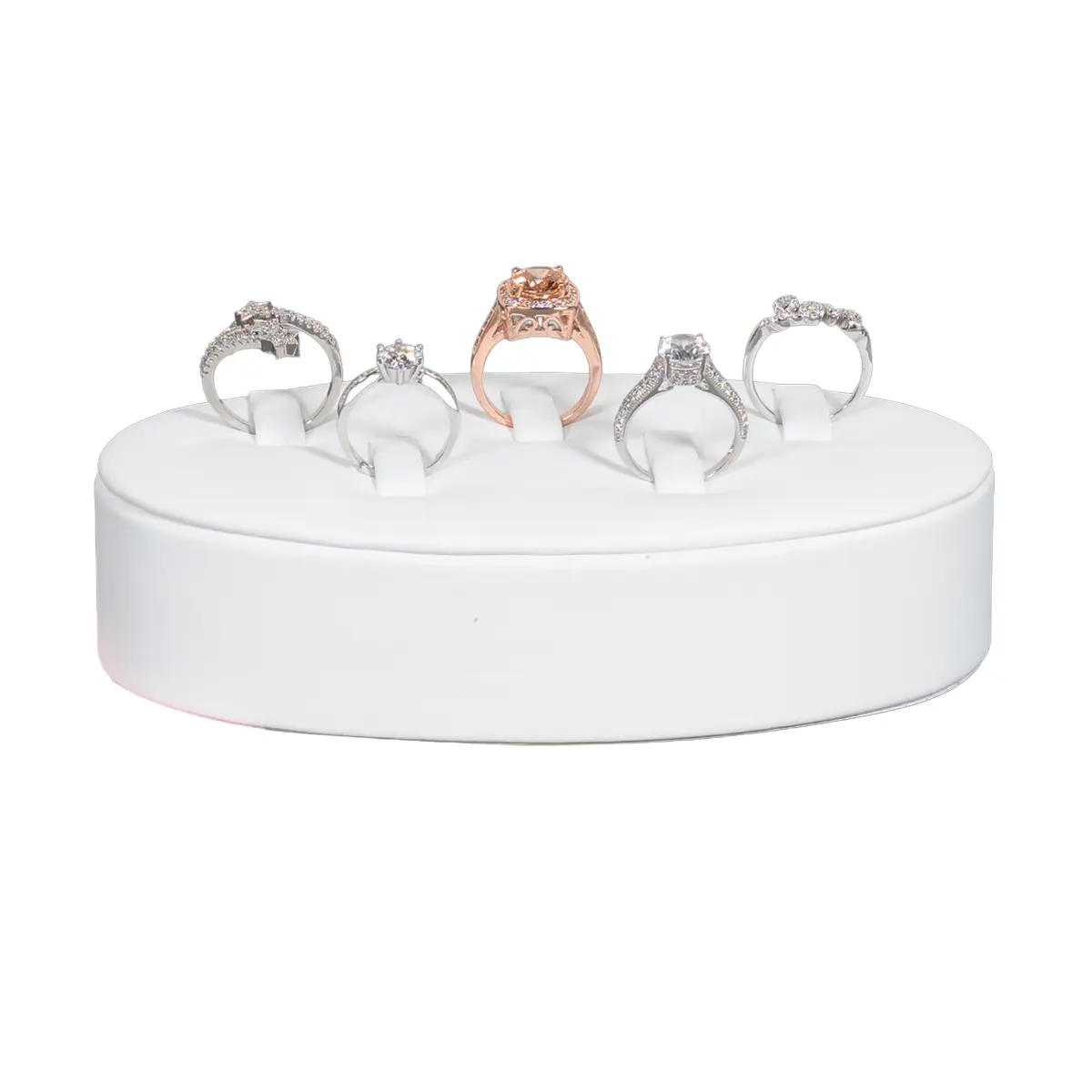 Ring jewelry Display White small back view with rings