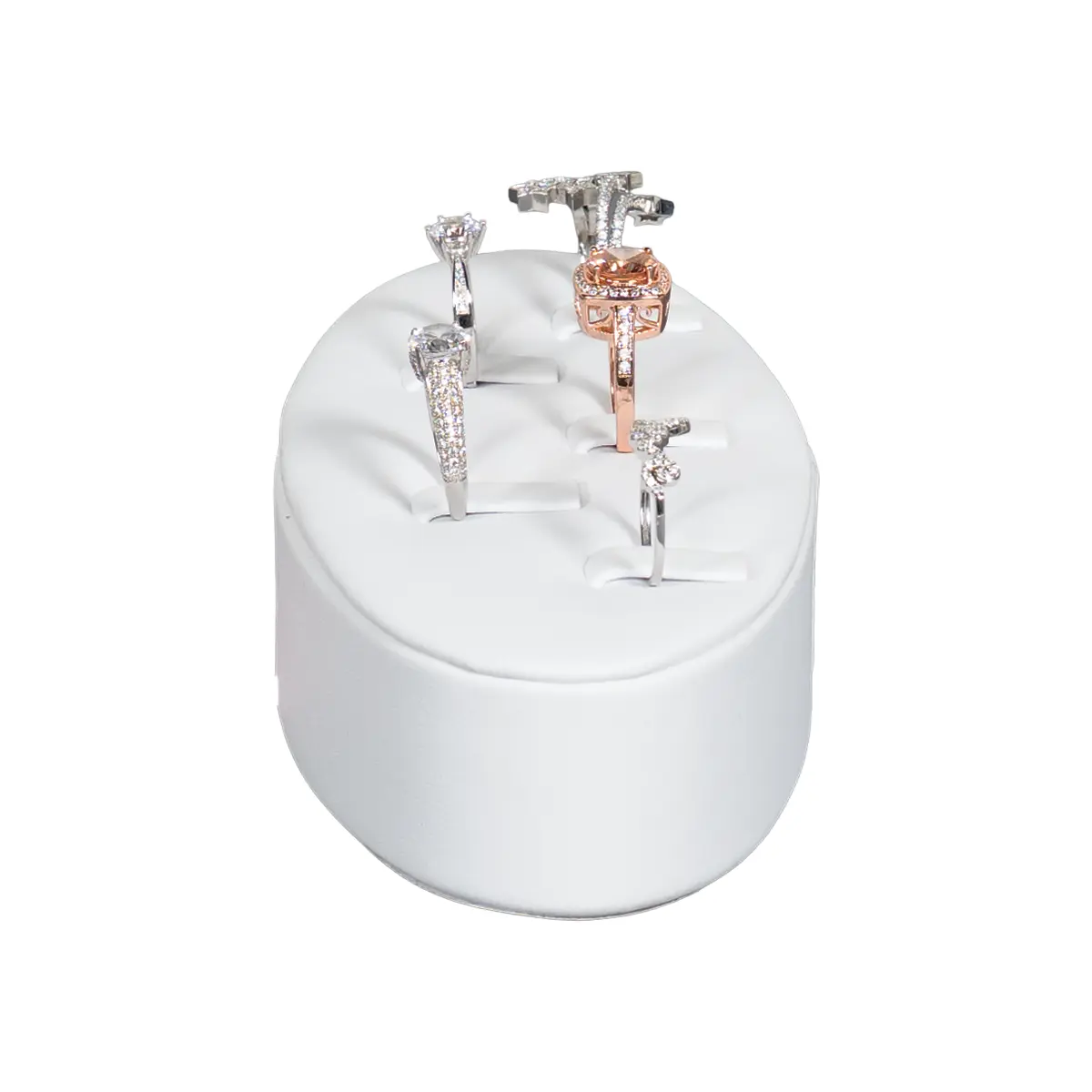 Ring jewelry Display White small side view with rings