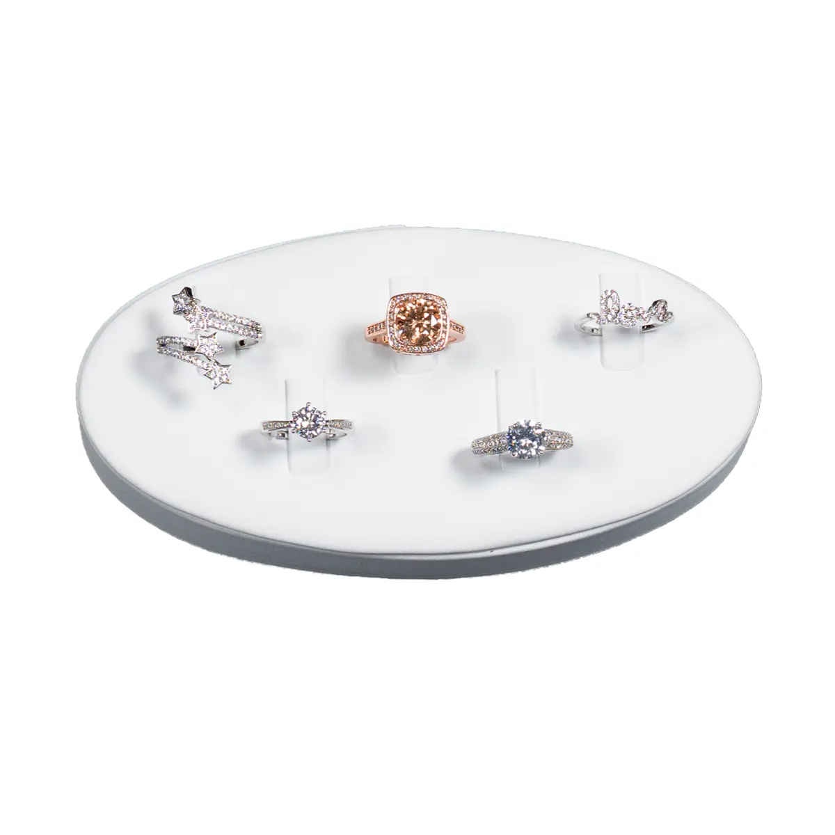 Ring jewelry Display White small top view with rings