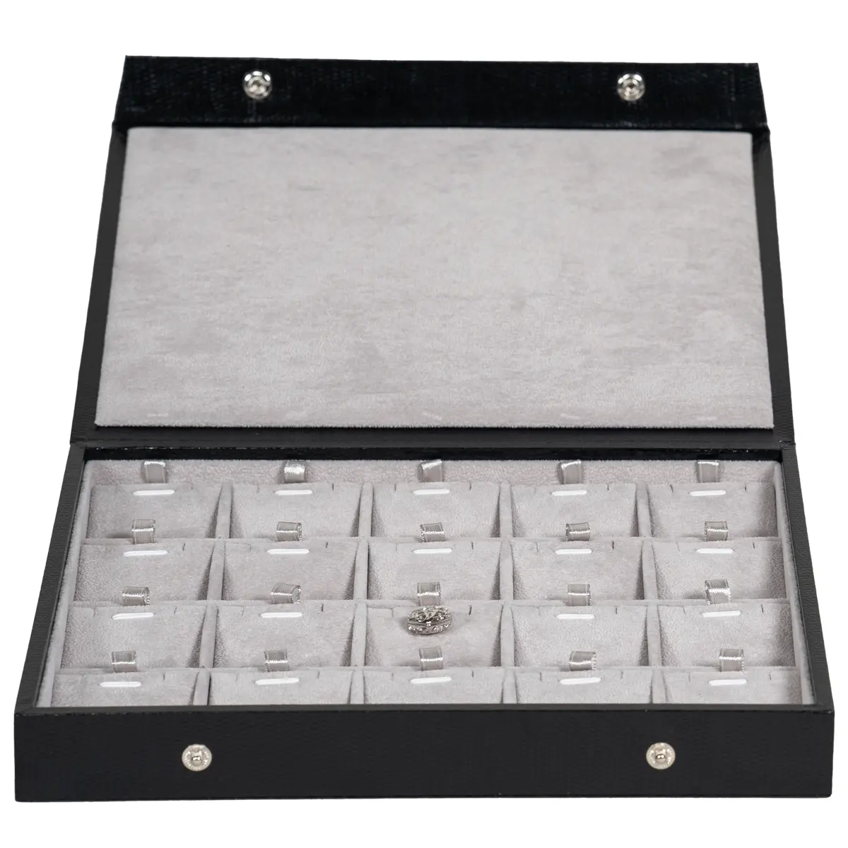 Storage-box-for-necklcace-5x4-Grey-open-front-view-with-pendant-BSPS83BRGR Storage box for necklcace 5x4 Grey open front view with pendant