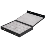 Storage-box-for-necklcace-5x4-Grey-open-side-view-with-pendant-BSPS83BRGR Storage box for necklcace 5x4 Grey open side view with pendant