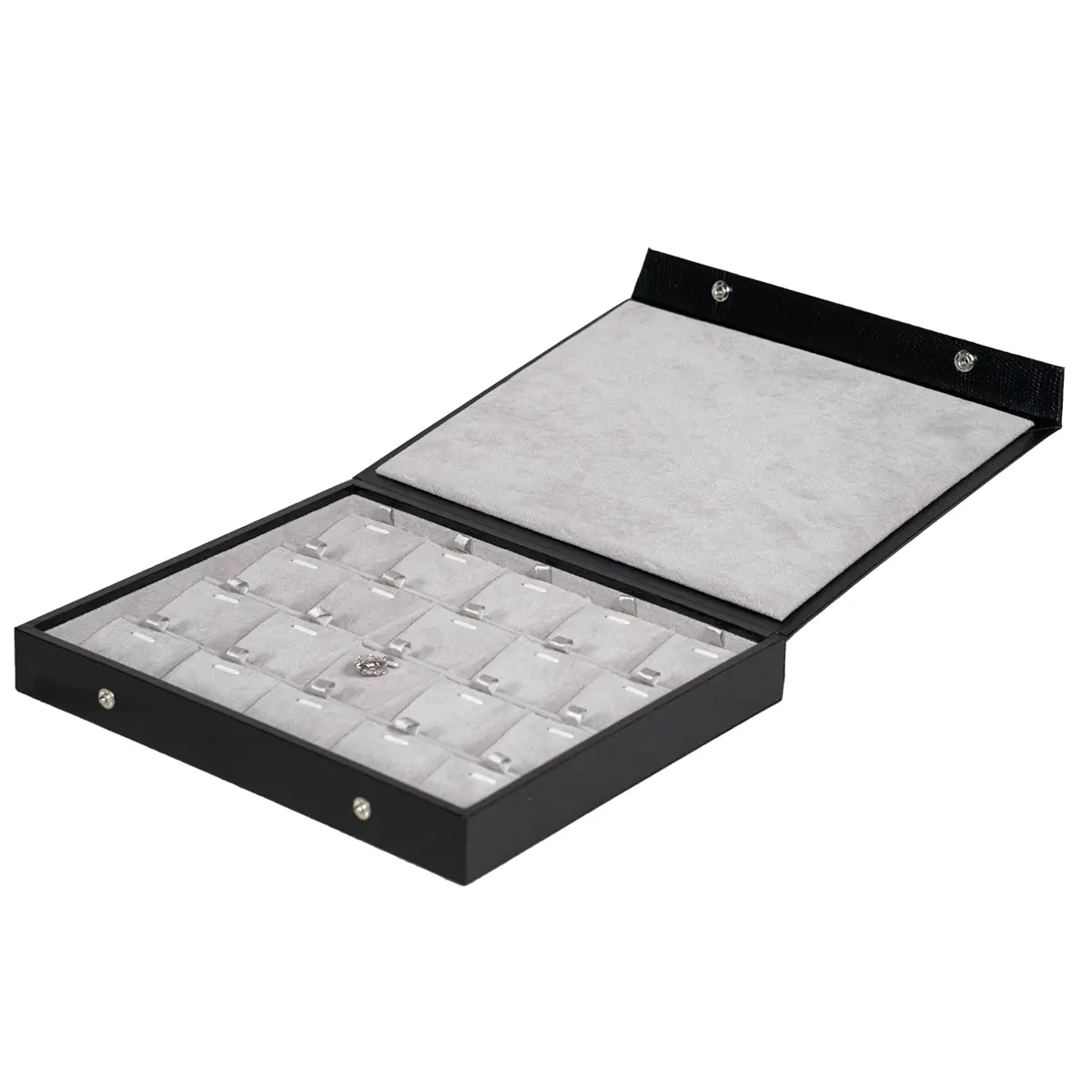 Storage-box-for-necklcace-5x4-Grey-open-side-view-with-pendant-BSPS83BRGR Storage box for necklcace 5x4 Grey open side view with pendant