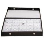Storage box for necklcace 5x4 white open front view with pendant