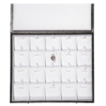 Storage box for necklcace 5x4 white open top view with pendant