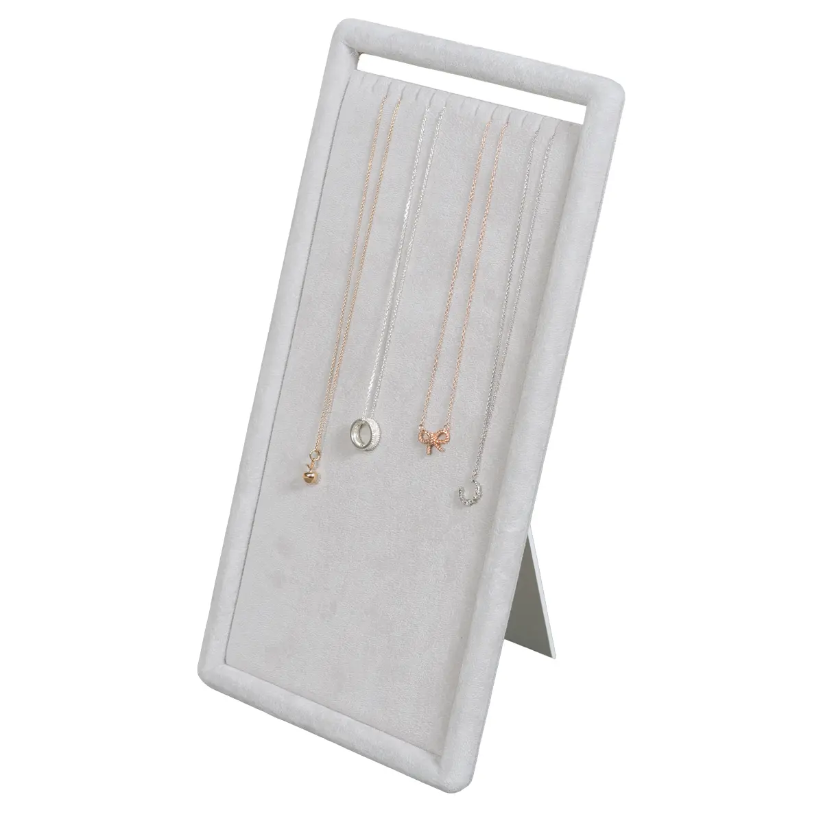 jewelry-stand-for-necklaces-Grey-large-angle-view-with-necklace-NS93SGR jewelry stand for necklaces Grey large angle view with necklace