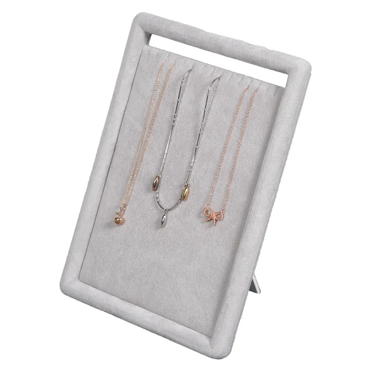 jewelry-stand-for-necklaces-Grey-small-angle-view-with-necklace-NS93SGR jewelry stand for necklaces Grey small angle view with necklace