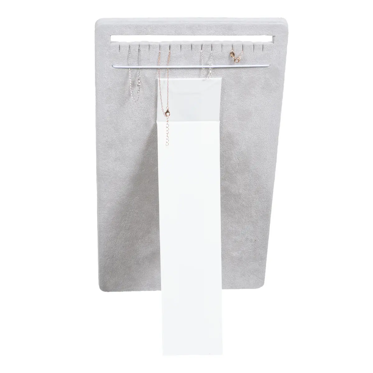 jewelry stand for necklaces grey large back view with necklace