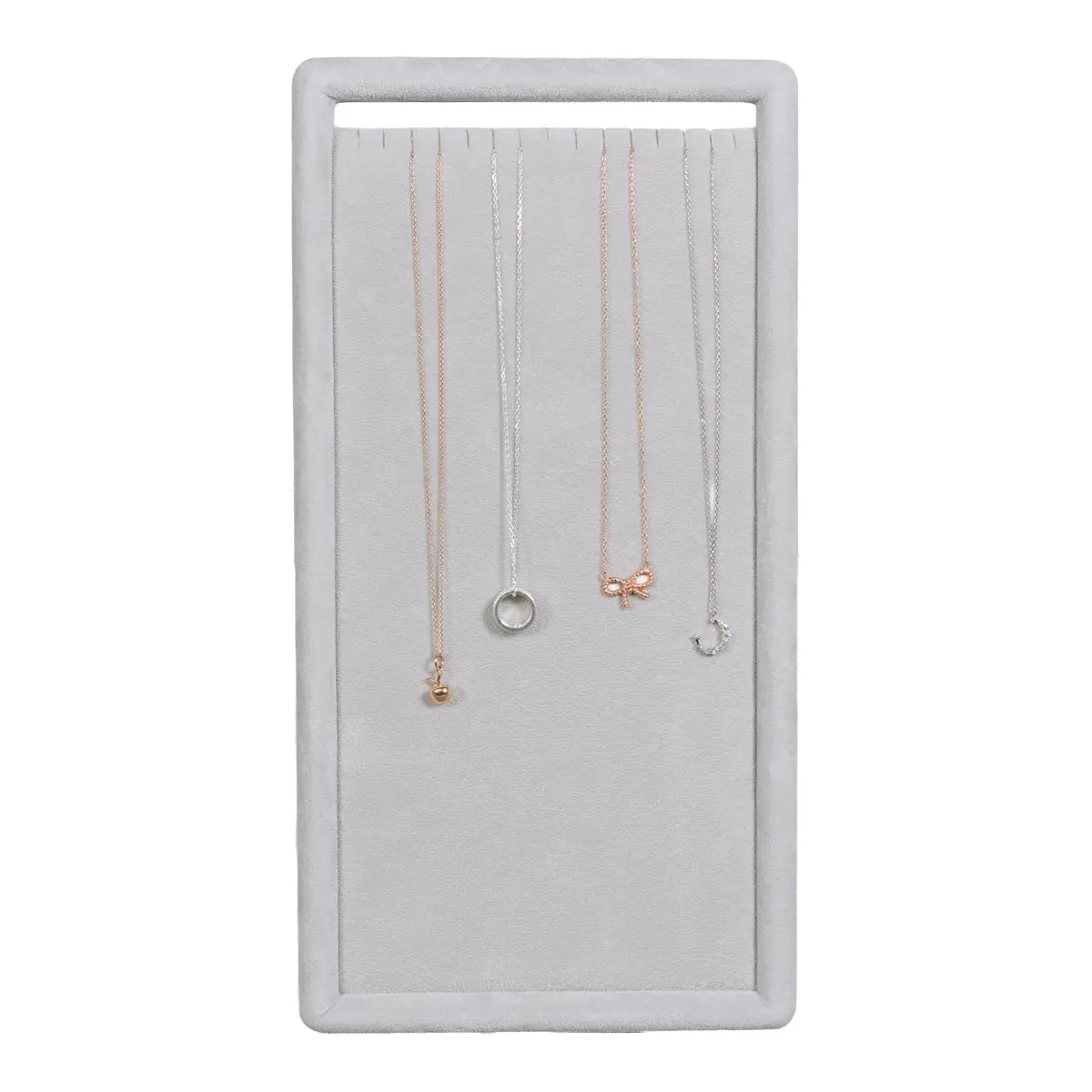 jewelry stand for necklaces grey large front view with necklace