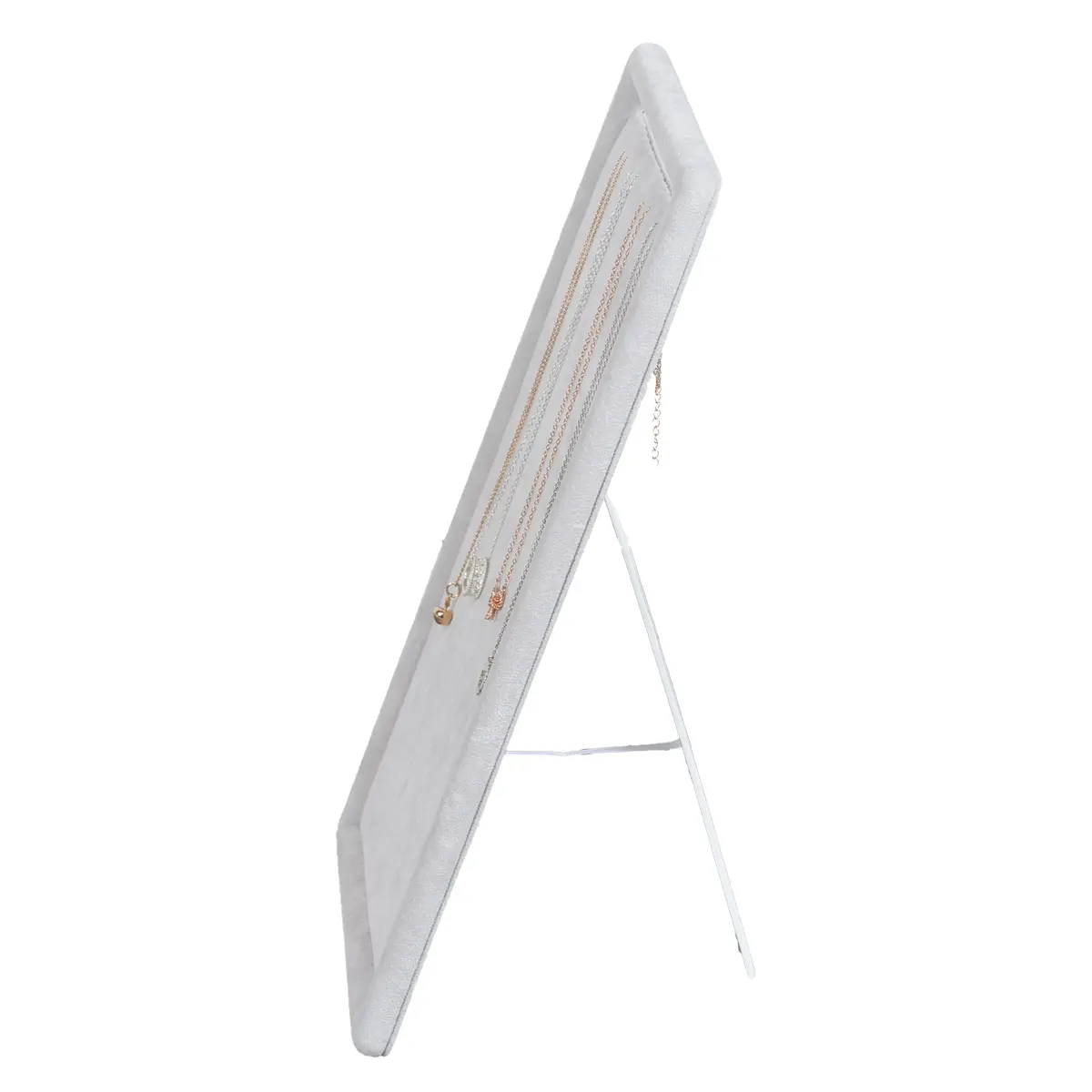 jewelry stand for necklaces grey large side view with necklace