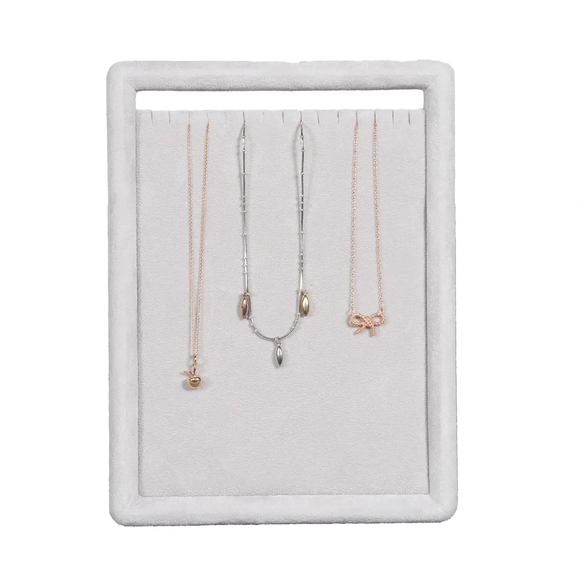 jewelry stand for necklaces grey small front view with necklace