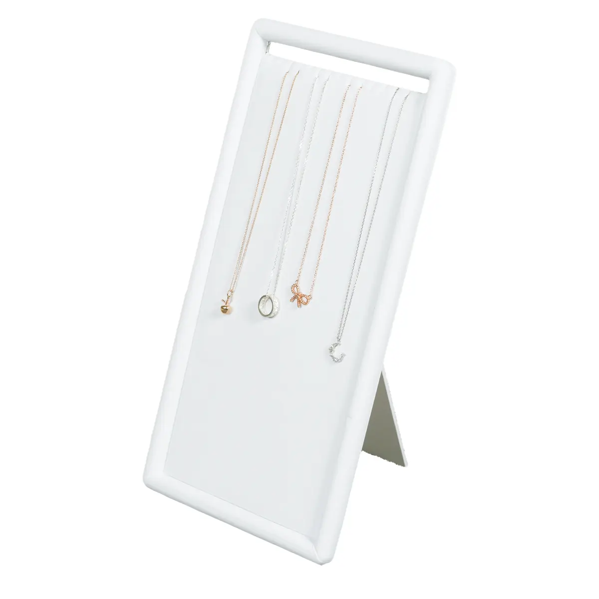 jewelry-stand-for-necklaces-white-large-angle-view-with-necklace-NS93SWH jewelry stand for necklaces white large angle view with necklace