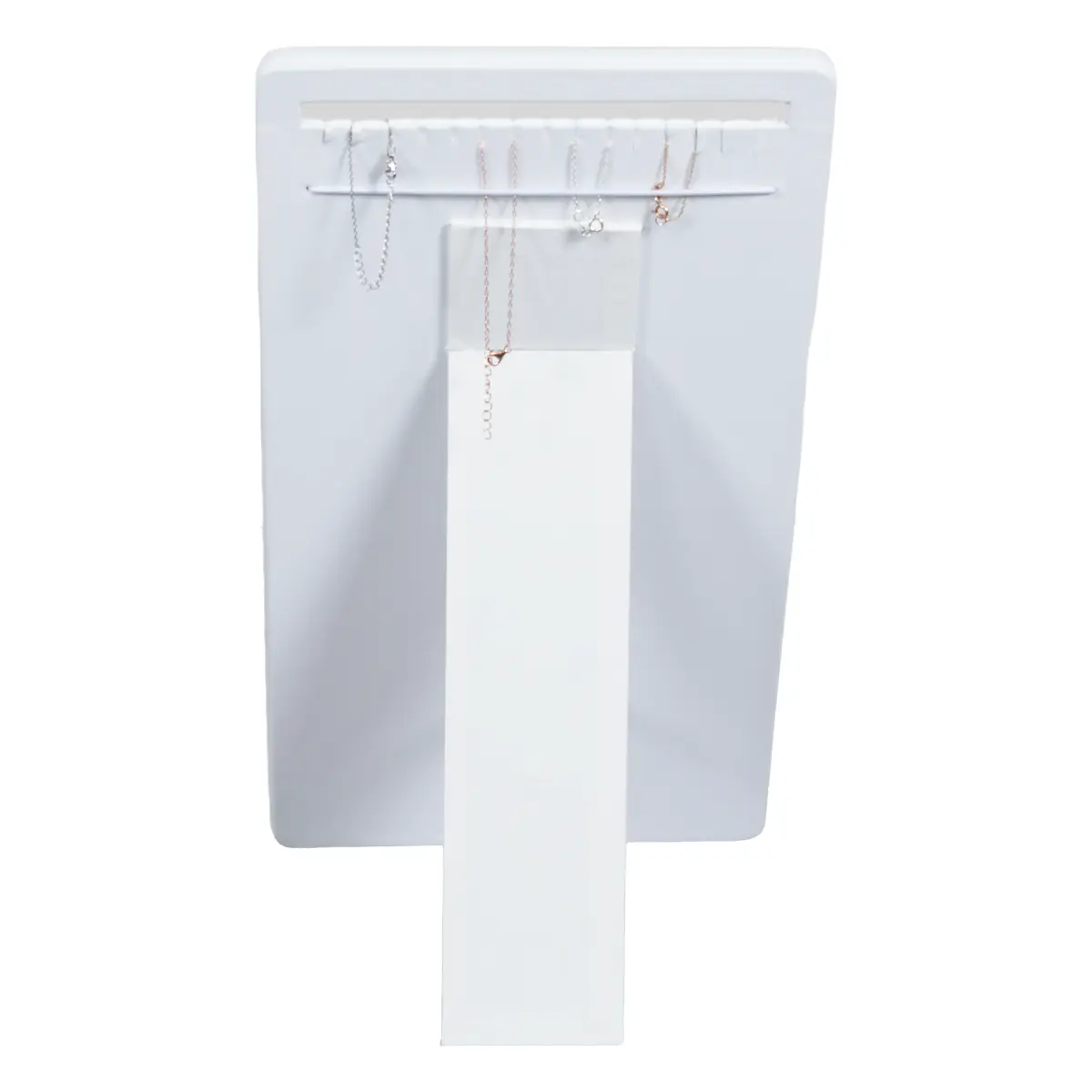 jewelry stand for necklaces white large back view with necklace