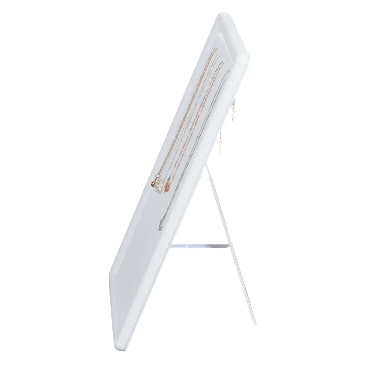 jewelry stand for necklaces white large side view with necklace