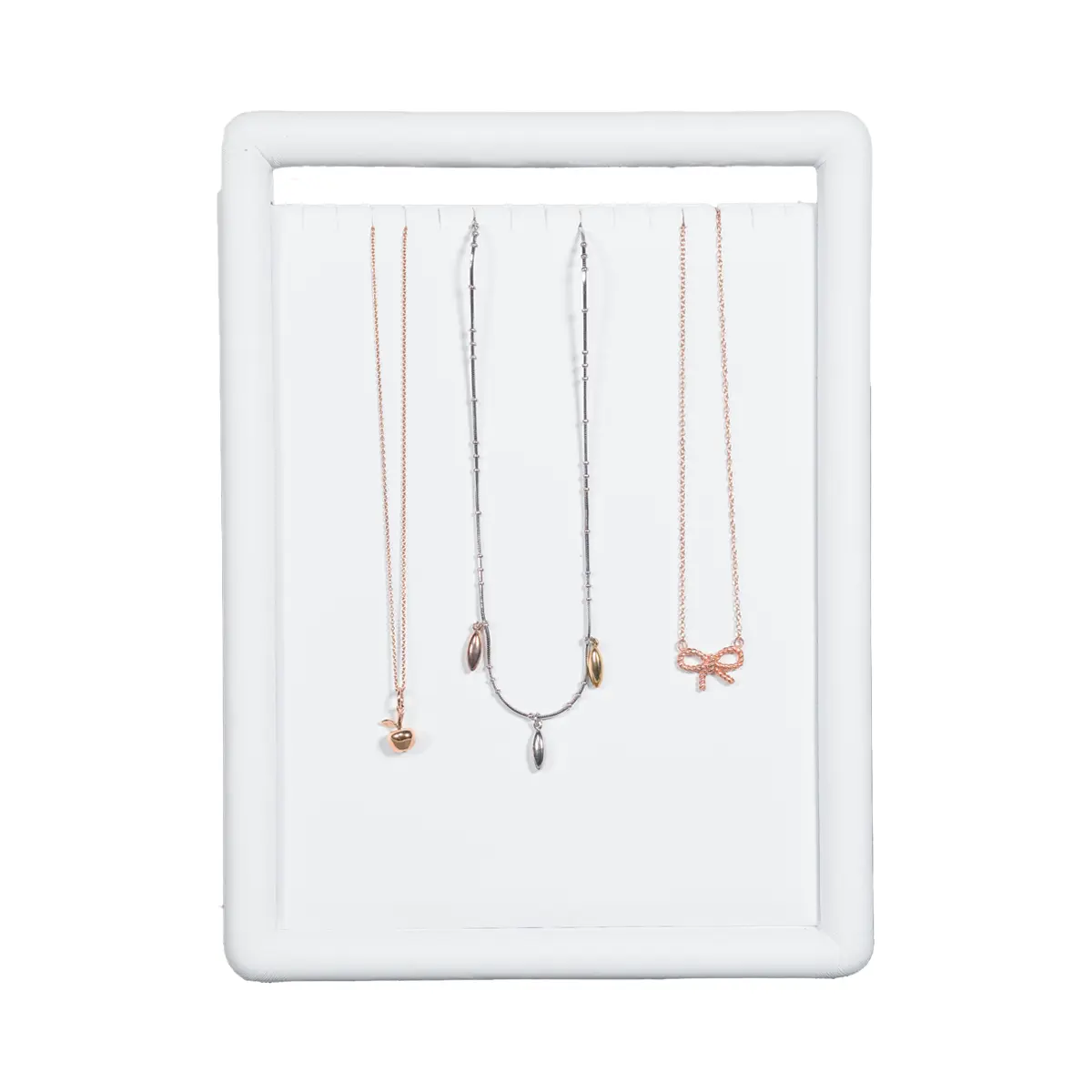 jewelry stand for necklaces white small front view with necklace