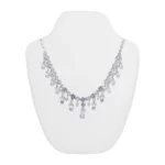 necklace on stand white small front view with necklace