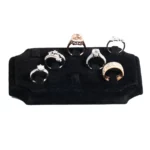 ring-holders-for- rings-Black-velvet-small-front-view -with-rings-719JS ring holders for rings Black velvet small front view with rings
