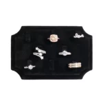 ring-holders-for- rings-Black-velvet-small-top-view-with-rings-719JS ring holders for rings Black velvet small top view with rings