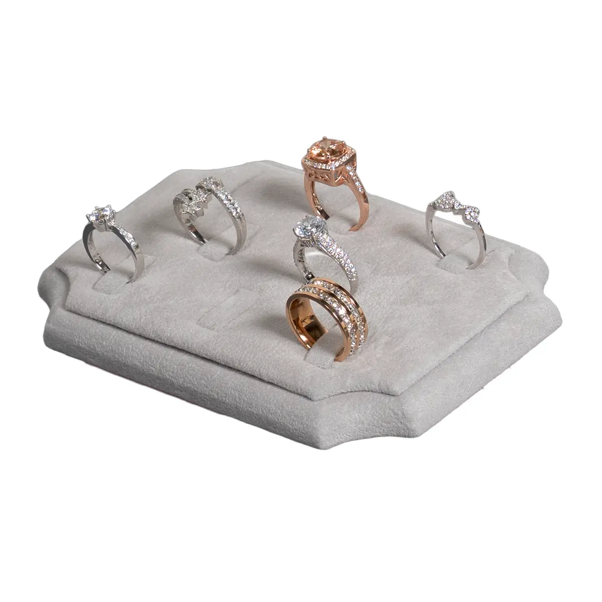 ring holders for rings Grey small angle view with rings