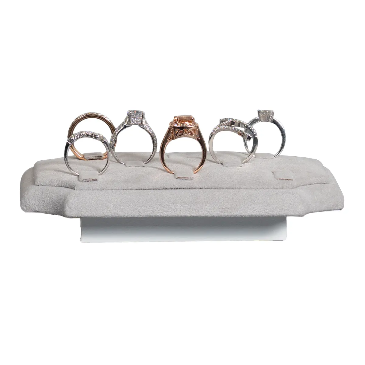 ring holders for rings Grey small back view with rings