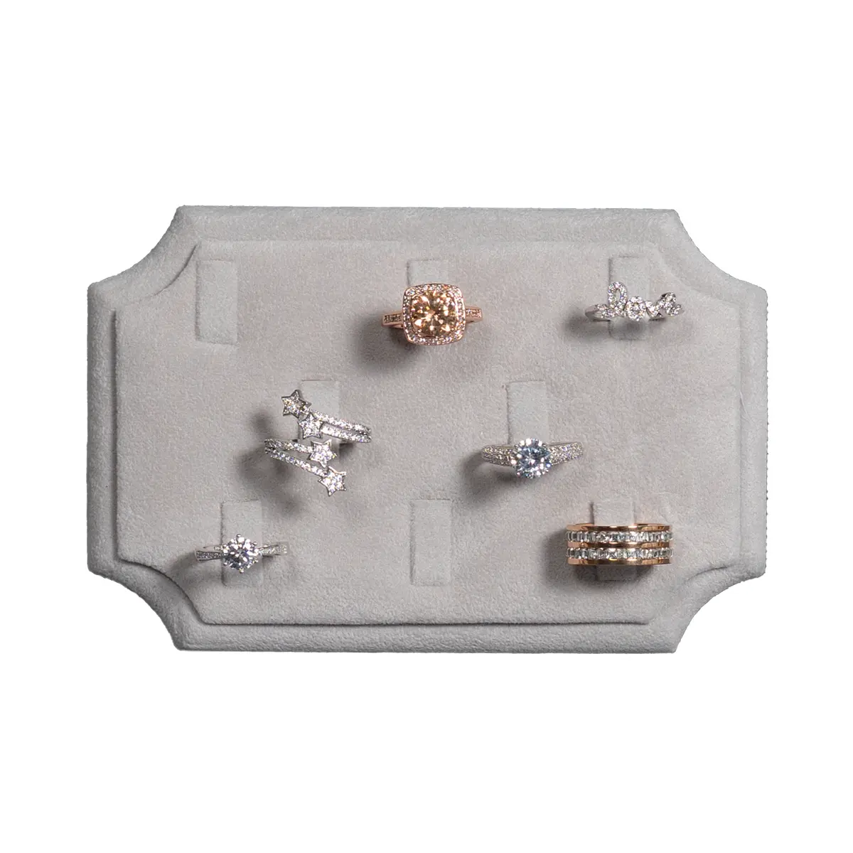 ring holders for rings Grey small top view with rings