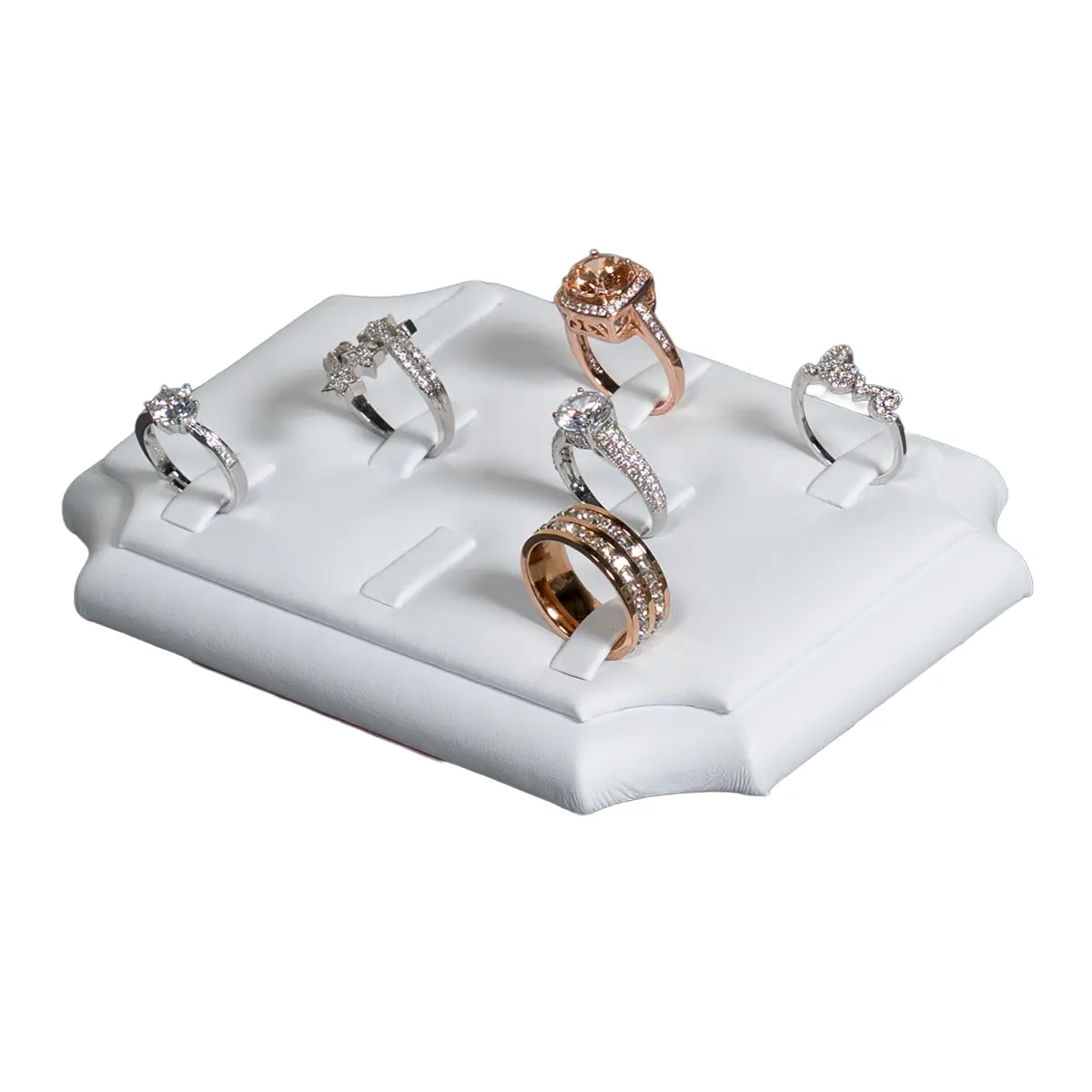 ring holders for rings White small angle view with rings