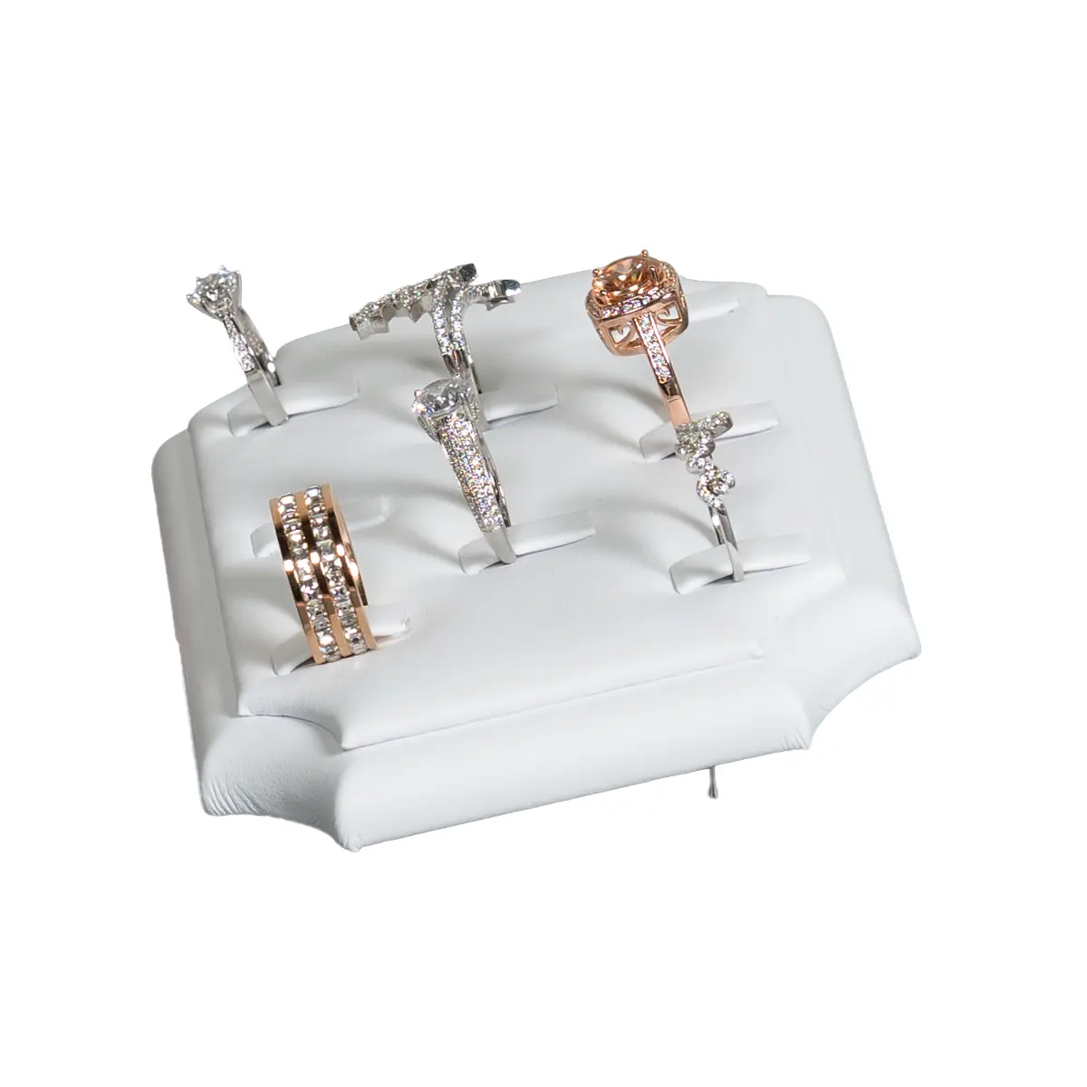 ring holders for rings White small side view with rings