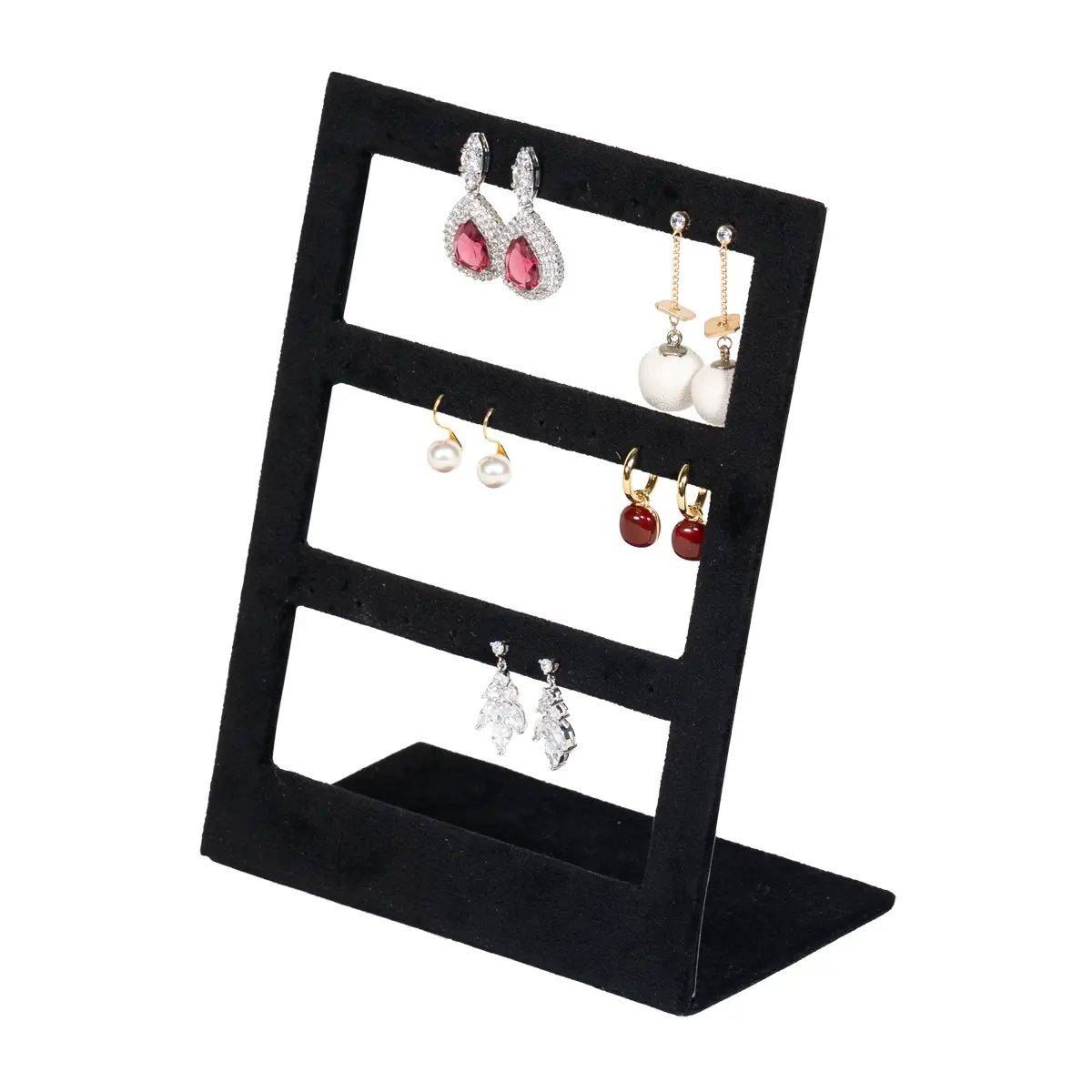 stud earring stand large black angle view with earring