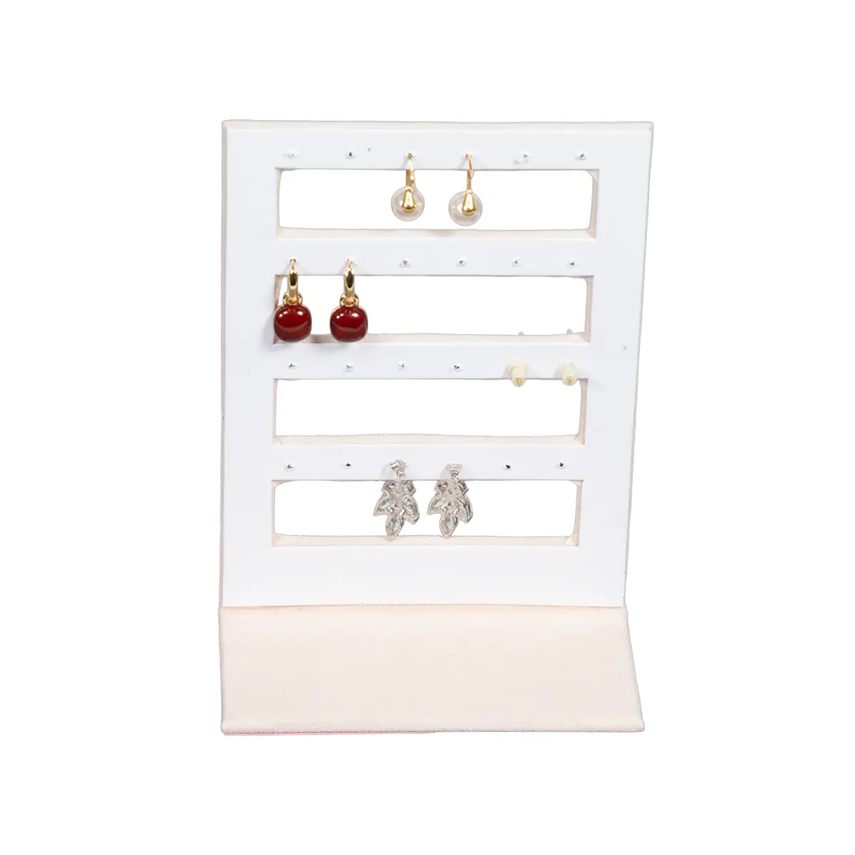 stud earring stand small beige back view with earring