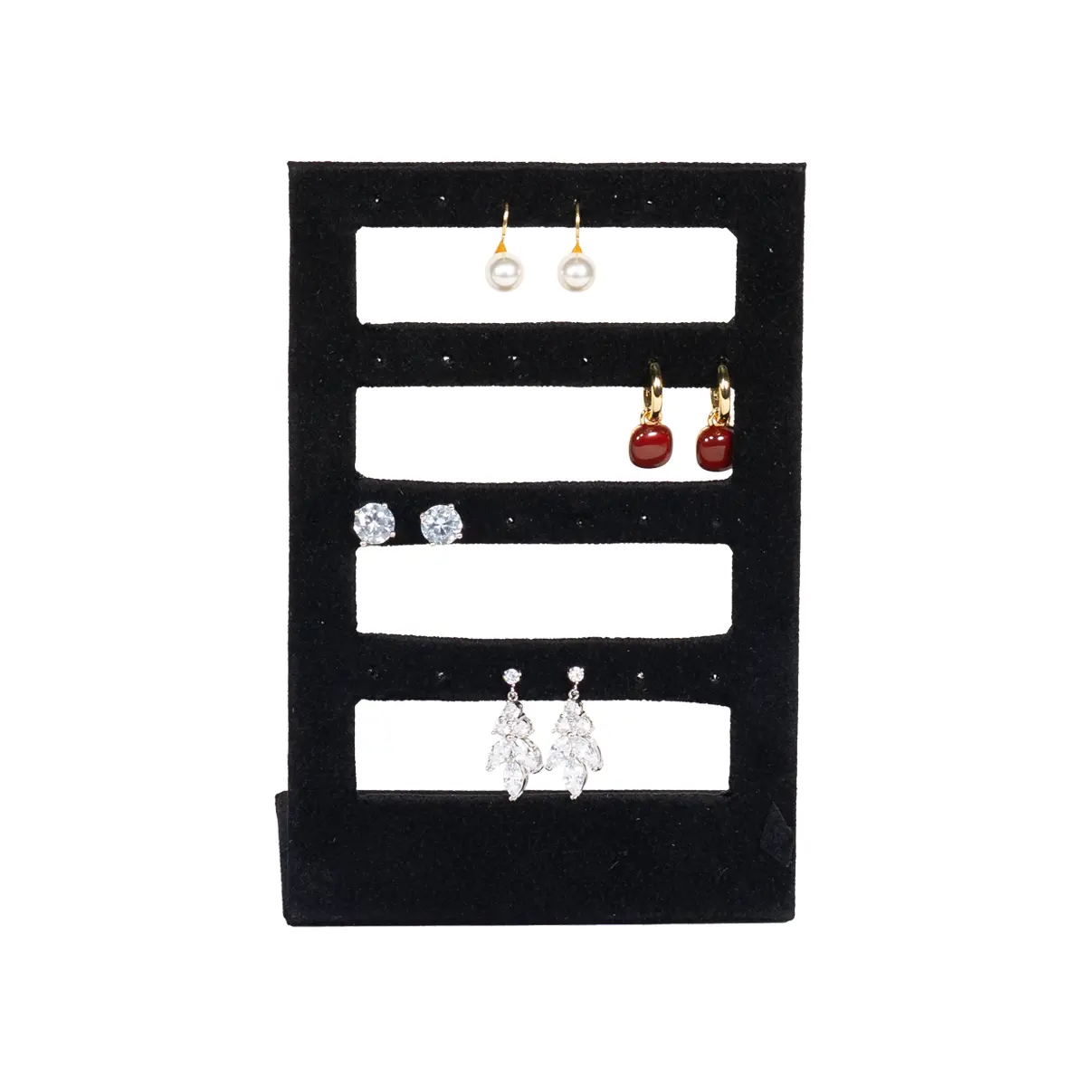 stud-earring-stand-small-black-front-view-with-earring-ES93SBE stud earring stand small black front view with earring