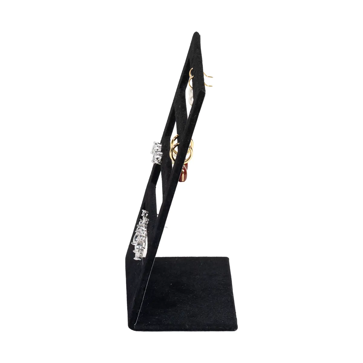 stud-earring-stand-small-black-side-view-with-earring-ES93SBE stud earring stand small black side view with earring
