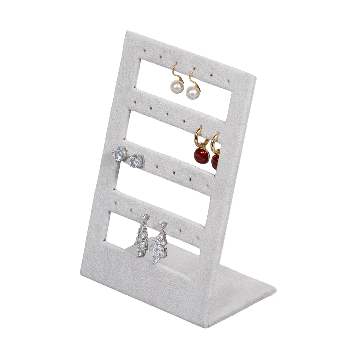 stud earring stand small grey angle view with earring