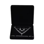 velvet jewllery set box black front view with jewellery