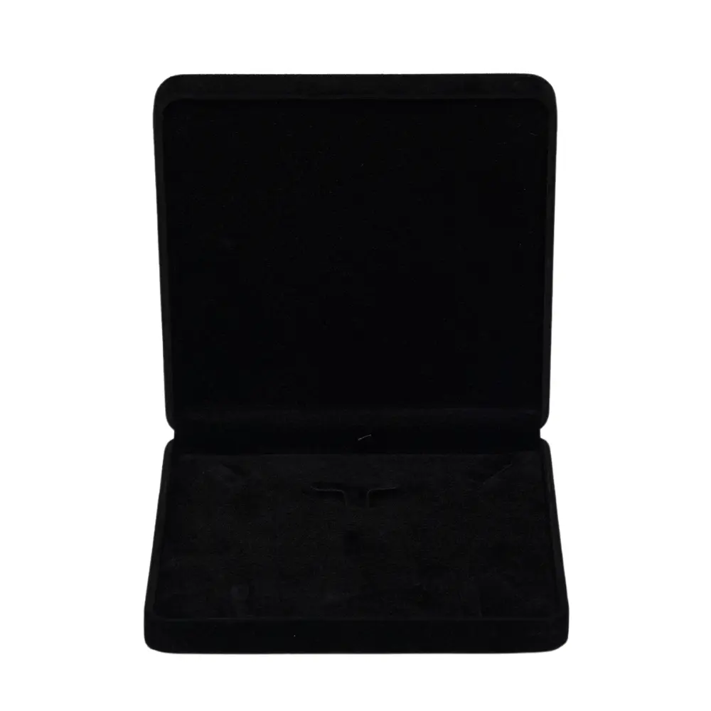 velvet jewllery set box black open front view