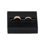 wedding ring holder black front view with ring