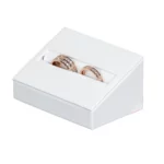 wedding ring holder white angle view with ring