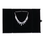Jewellery box for necklace black flat lay front with jewellery BXN84BL