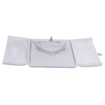 Jewellery box for necklace grey flat lay front with jewellery BXN84GR