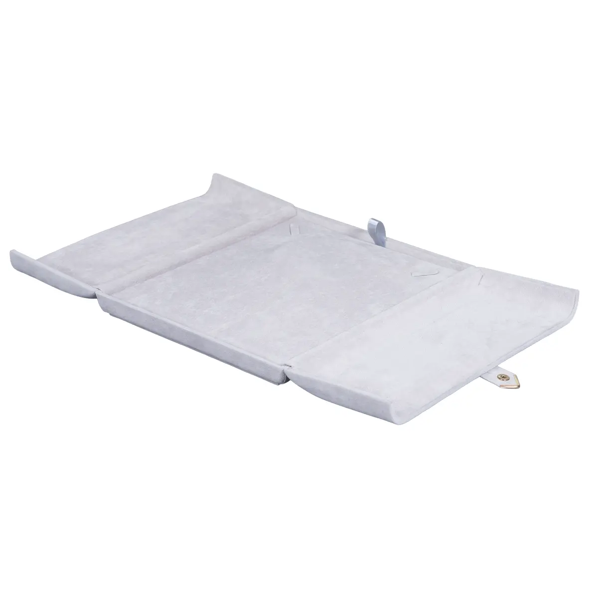 Jewellery box for necklace grey flat lay open BXN84GR