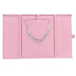 Jewellery box for necklace pink front with jewellery BXN84PI