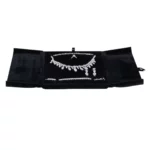velvet jewelry set box black flat lay front with jewellery BXS34BL