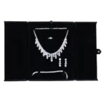 velvet-jewelry-set-box-black-flat-lay-front-with-jewellery-BXS83BL velvet jewelry set box black flat lay front with jewellery-BXS83BL