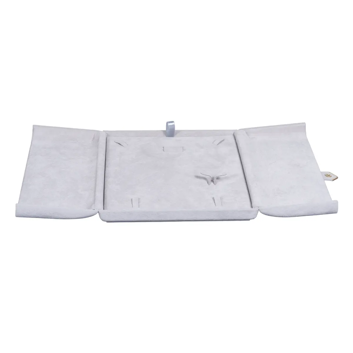velvet jewelry set box grey flat lay front BXS83GR