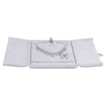 velvet jewelry set box grey flat lay front with jewellery BXS34GR
