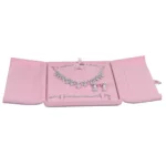 velvet jewelry set box pink flat lay front with jewellery BXS34PI