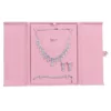 velvet jewelry set box pink flat lay front with jewellery BXS83PI
