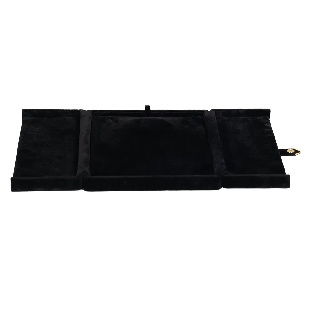 necklace jewelry box black open front BXN83BL