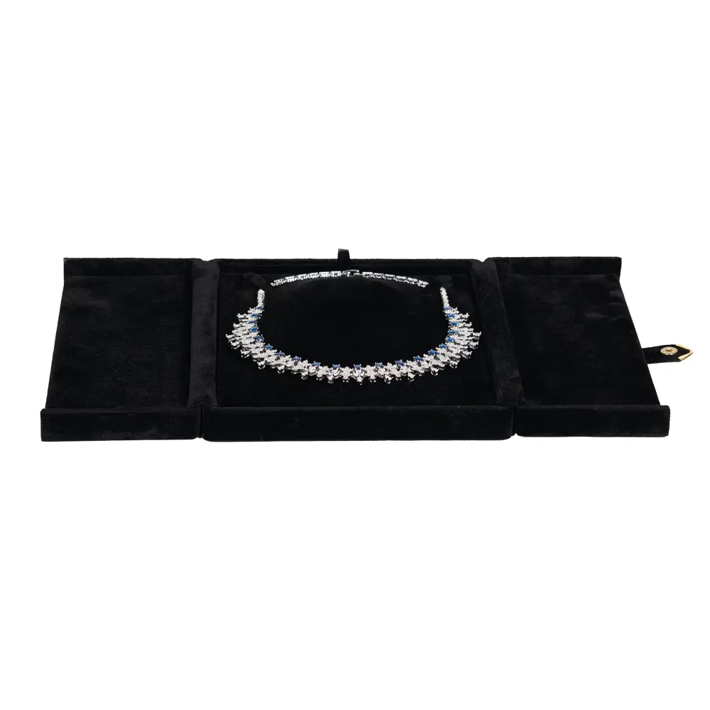 necklace jewelry box black open front with jewellery BXN83BL.