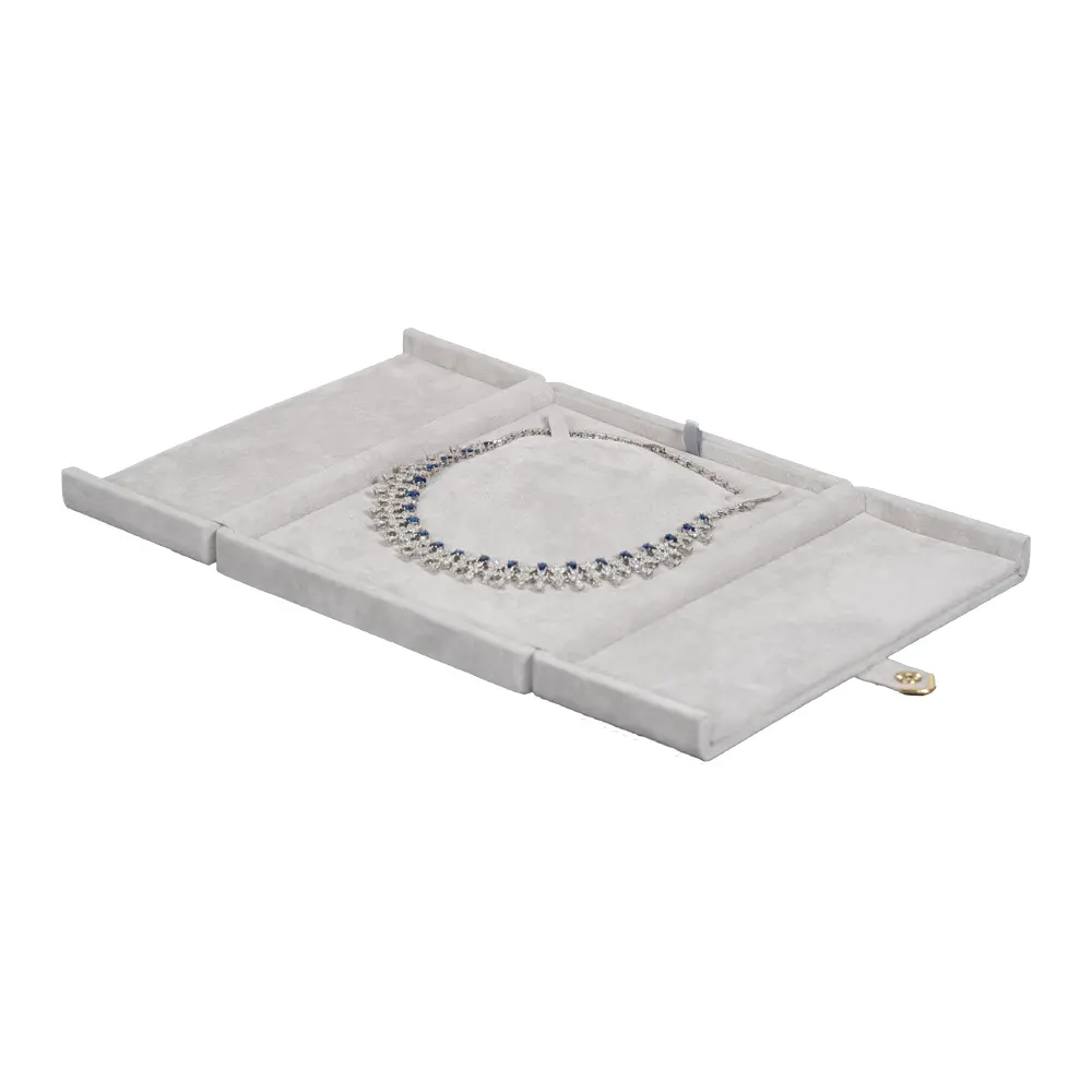 necklace jewelry box grey open angle view with jewellery BXN83GR